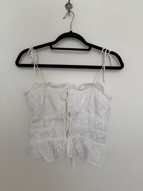 Zara White Eyelet Tie-Front Camisole